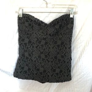 Urban Outfitters black lace fitted strapless top